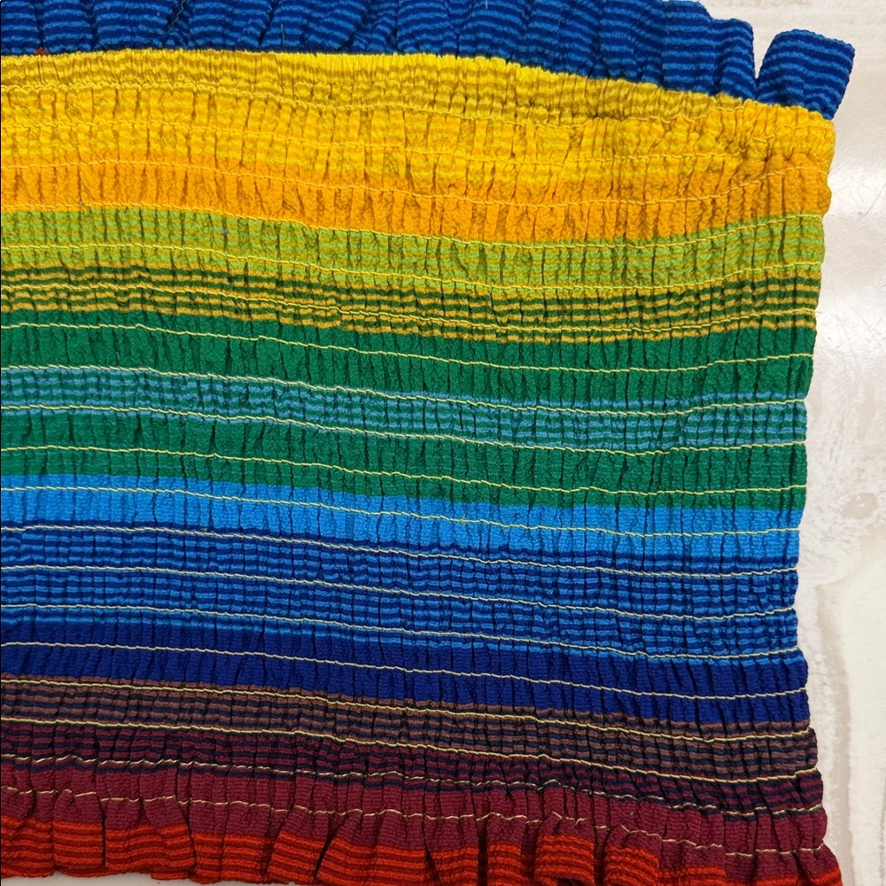 Rainbow Smocked Ruffle Edge Tube Top -/:;( - Picture 3 of 4